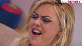 Blonde sucks a big black cock then gets fucked to a cumshot