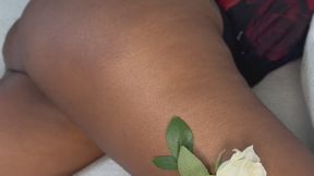 Ebony giantess coughing before a date
