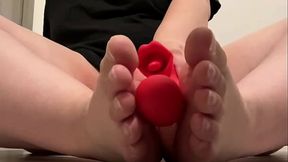 My feet would look perfectly playing with your dick