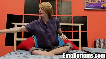 Emo twink Preston Andrews gets naked and jerks off