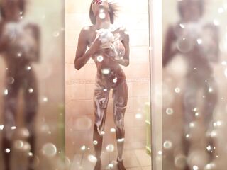 Exposed Bombshell Supermodel Showering — Juicy Body & Close-Up Snatch Tease