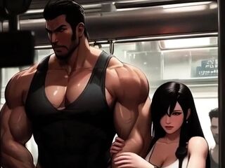 Tifa likes drinking strangers cum on the Midgar educate
