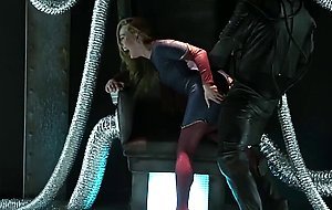 The blonde SuperGirl and a green monster drilling her holes with Carter Cruise