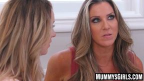 Inked MILF shows teen proper scissor techniques