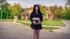 555 Femboy Outdoor Pretty Gothic Traveller in front of Sweet Home
