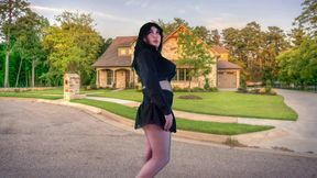 555 Femboy Outdoor Pretty Gothic Traveller in front of Sweet Home