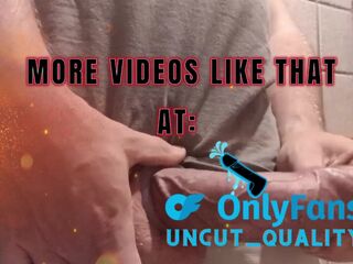 playing with my massive uncut ramrod at a public baths! constricted foreskin