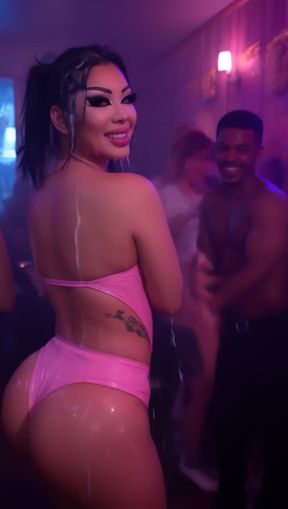 bukkake, facial, gooned porn, a dirty Japanese, video created by AI