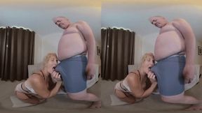 VR180 Blowjob, Cowgirl and creampie for sexy Molly Milf