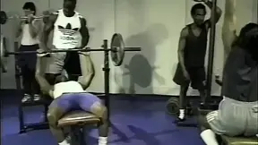 Fantastic black HOT MOM gets gangbanged in gym by monster cocks