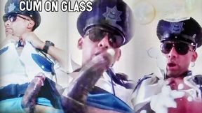 PoliciaUniform 10 UNDERWEAR VERDE 4 CONDOM CUM On GLASS Corrida Lechazo Cop Police Speedo