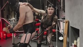 Total impact extravaganza: Mistress Why makes Slut M’s ass go raw from hitting