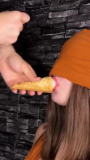 ICE CREAM GAME. My Step Sis getting a big loads of cum in her Face during the Game of Taste   Clip 2