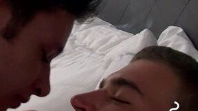 Smoke and cock jerking off fun with attractive dude at home