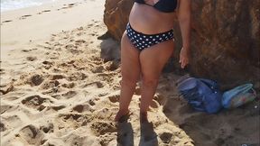 We were almost caught on the beach for the second time while I masturbate her