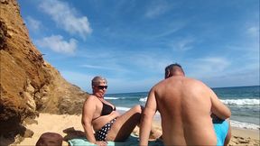 We were almost caught on the beach for the second time while I masturbate her