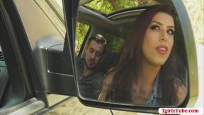 TBabe Crystal sucks her Boyfriends bigcock while his driving