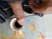 Hot guy jerking off to put some milk in his coffee