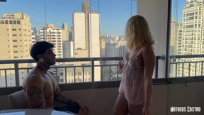 My Naughty Wife Waited for Me in Her Nightgown on the Apartment Balcony - I Ate Her Pussy