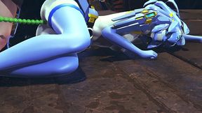 robot girl takes anal beads in her ass