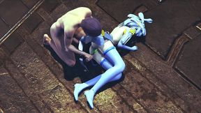 robot girl takes anal beads in her ass