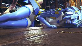 robot girl takes anal beads in her ass