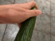 Quick fuck my ass with big cucumber