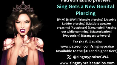 Croon Receive a Novel Genital Piercing erotic audio preview -Performed near Singmypraise