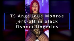 ts angelique monroe - jerk-off and cum in fishnet lingeries