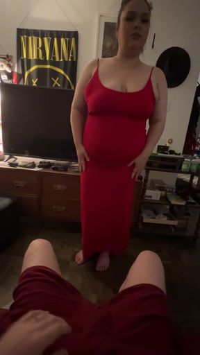 Dressed up to go out but he takes some oral convincing