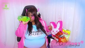 OPPAIBBY - CHUBBY D.VA MUKBANG STUFFING + BELLY WORSHIP (PREVIEW)