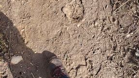Squelching slipping muddy muck boots - Hand held hiking