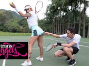 Trans Angels - Pyetro & Marcelle Herrera Are At A Tennis Match But They Are Horny For Each Other