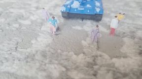 Giantess with toys destroying everything