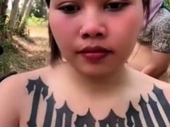 Asian teen outdoor fuck