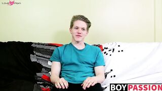 Blond twink with fat ass interviewed and dicked down raw