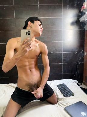 Touching My Big Young Latino Boy Cock