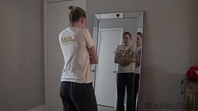 Blonde stepsis shows stepbro how her tight cooch is hers alone in sultry tease