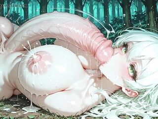 Green-Haired Futa in Forest: Intensive Milking & Multiple Cumshots (AI Generated)
