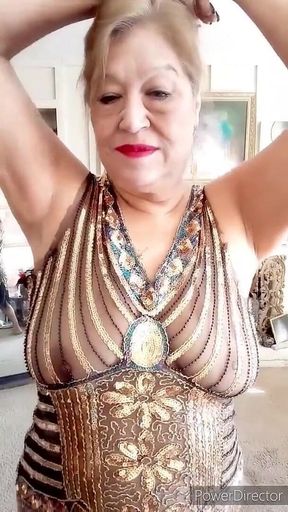 Dance Striptease 71 Year Old Latina with Hairy Pussy