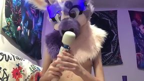 Shemale furry uses vibrator on her cock - Amateur Solo