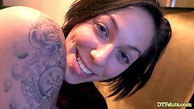 TATTOOED CUMDUMPSTER TAKES ON 3 DICKS AT ONCE, GETS CREAMPIED AND A FACIAL!