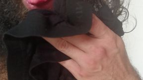 Hairy sweaty sniffing underwear, ass and body drying with underwear (10 minutes)