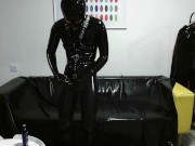 lube up into triple catsuit quadruple sheath with harness