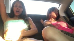 Amateur Latina Lesbian Car Sex In The Backseat