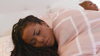 Thick ebony woman having sex with a busty bimbo
