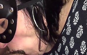 Cock blowing girl with the mask