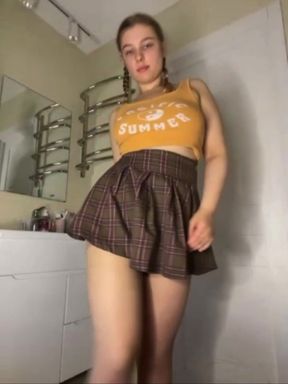 Anal fucking under the skirt in the bathroom
