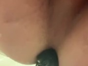 Shower time Black Dildo ride