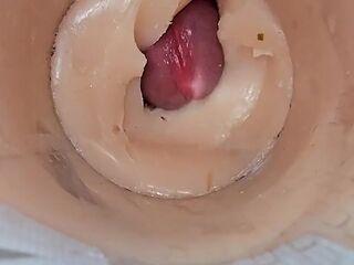 Camera deep inside tight pussy captures huge cum explosion